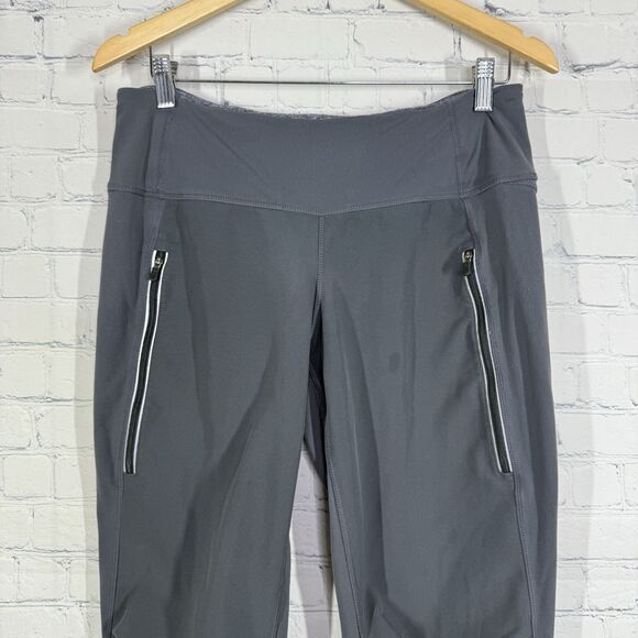 Lululemon Run Free Pants Women Size 8 Gray Pockets Coal Heathered Mid Rise Cozy - Picture 3 of 14